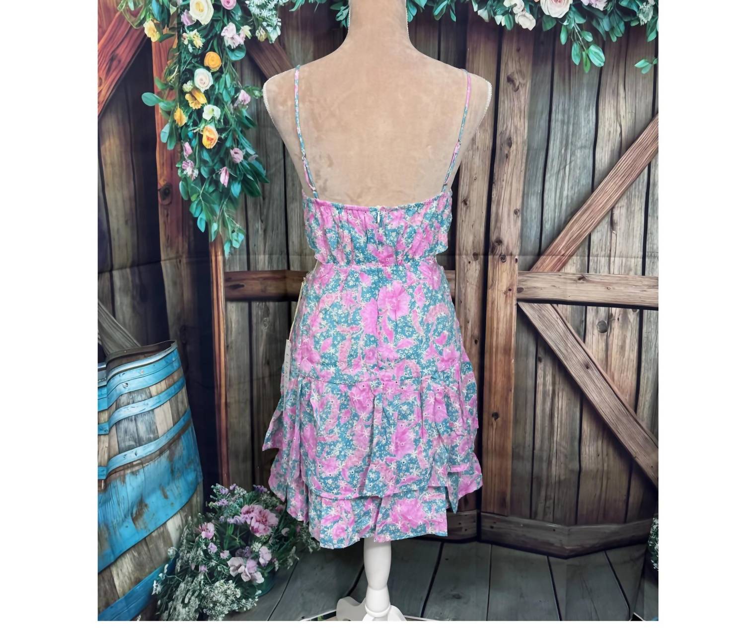 Lumiere - Coastal Embroidered Floral Tiered Dress