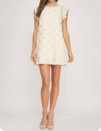 Strut & Bolt - Pearl Trim Detail Textured Mini Dress