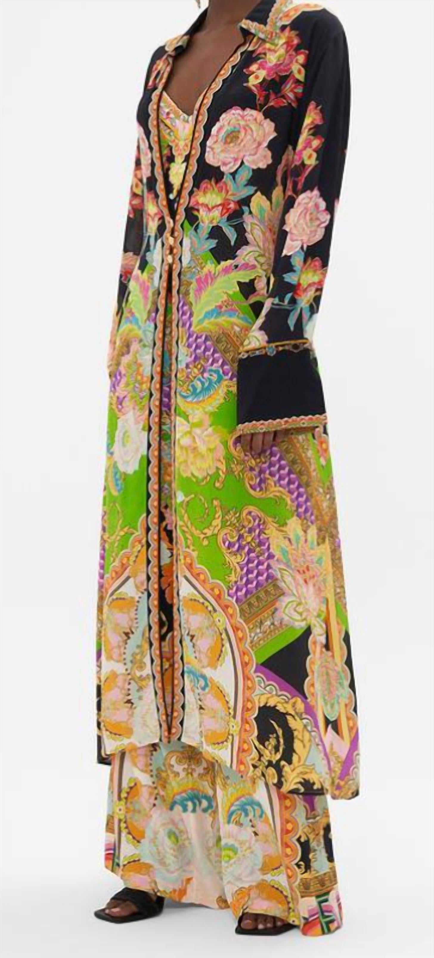 Camilla Layer with Collar Jacket in sundowners in sicily 1 - women's jacket - detail view