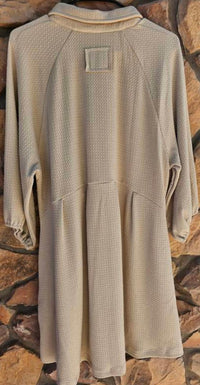 Umgee - Women's 3/4 Sleeve Texture Button Down Dress