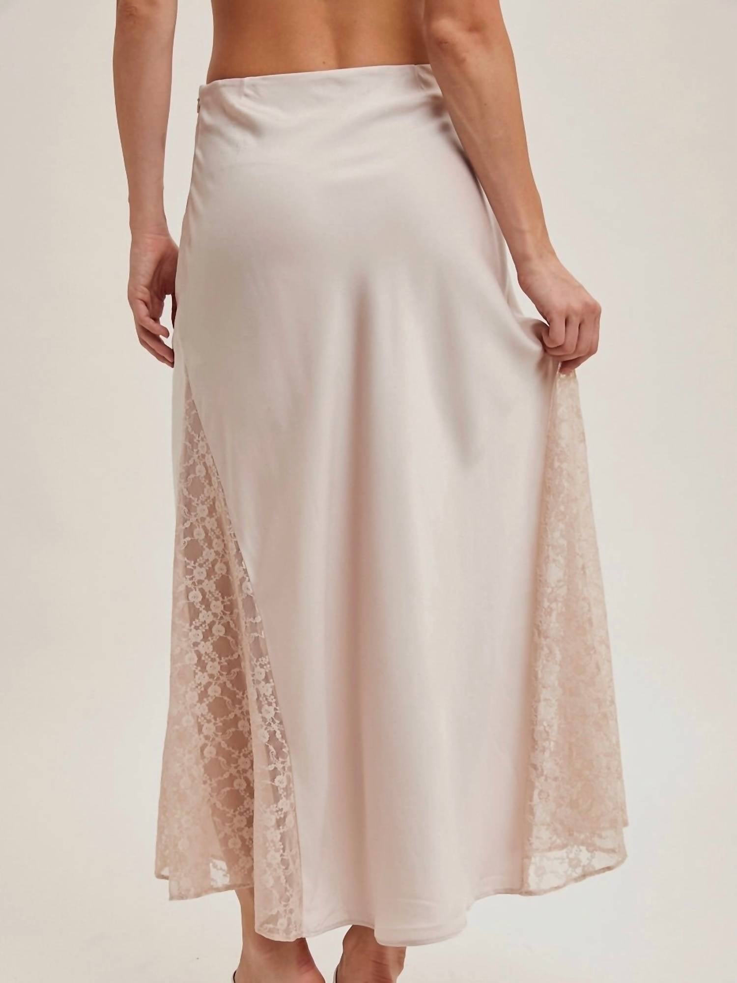 BluIvy Stella Lace Midi Skirt in pearl - women's skirt - detail view