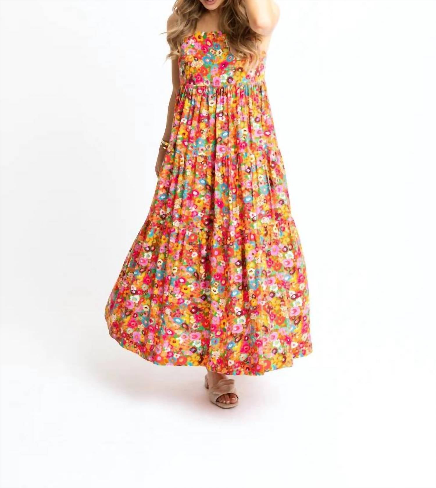 Karlie - Floral Scoop Back Tier Maxi Dress