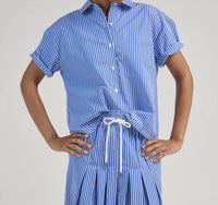Arlo Mott Clark Split Back Top in blue stripe - women's blouse