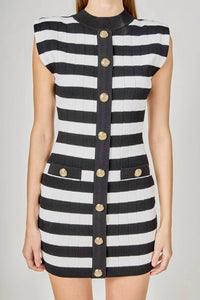Endless Rose - Mock Neck Striped Mini Dress
