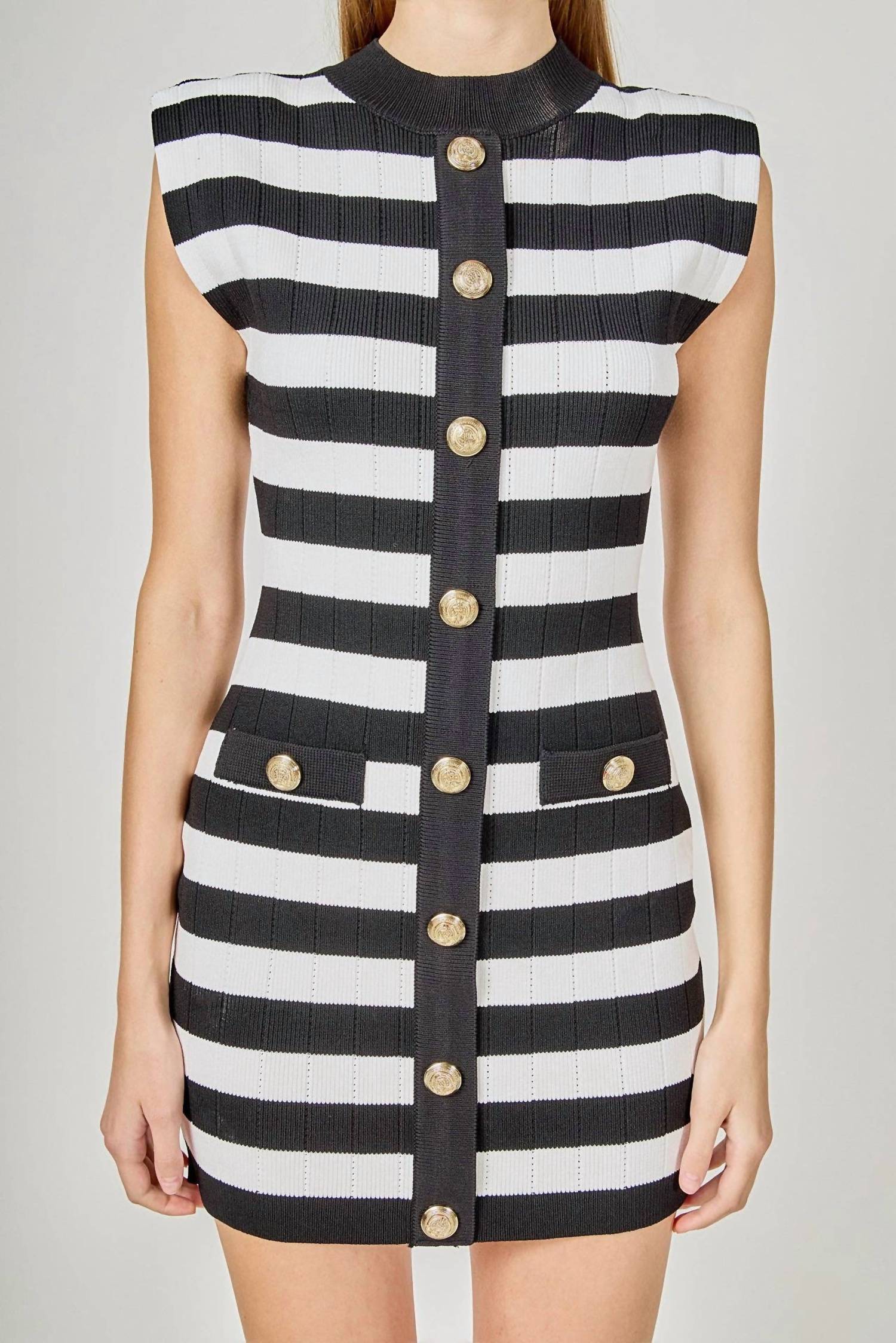 Endless Rose - Mock Neck Striped Mini Dress