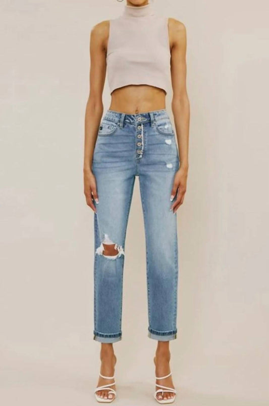Kancan - Single Cuff Mom Jeans