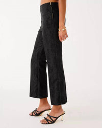 Lilly Pulitzer Jarrae High Rise Crop Flare Pants in noir exploded flower stretch jacquard - women's pants - detail view