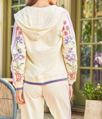 Paparazzi - Embroidered French Terry Zip Front Hoodie