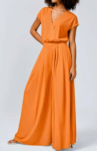Halara Short Sleeve Wide Leg Jumpsuit in orange - women's pants