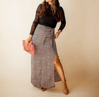 Promesa - Angeles Animal Print Satin Wrap Skirt