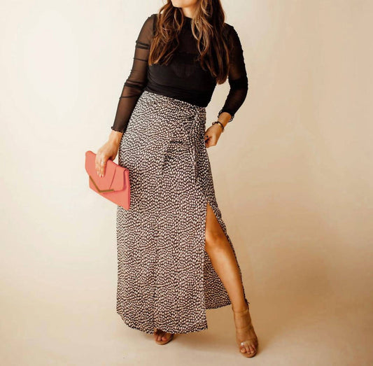 Promesa - Angeles Animal Print Satin Wrap Skirt