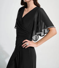 Joseph Ribkoff - Rhinestone Chiffon Sleeves Wide Leg Jumpsuit