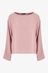 M Made In Italy - Women's Boatneck Long Sleeve Woven Blouse