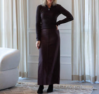 House of Dagmar Pencil Maxi Skirt in chocolate brown - women's skirt - detail view