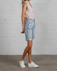 Risen - High Rise Acid Wash Bermuda Jeans