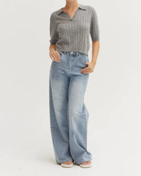 Crescent - Robbie Pointelle Knit Polo Top