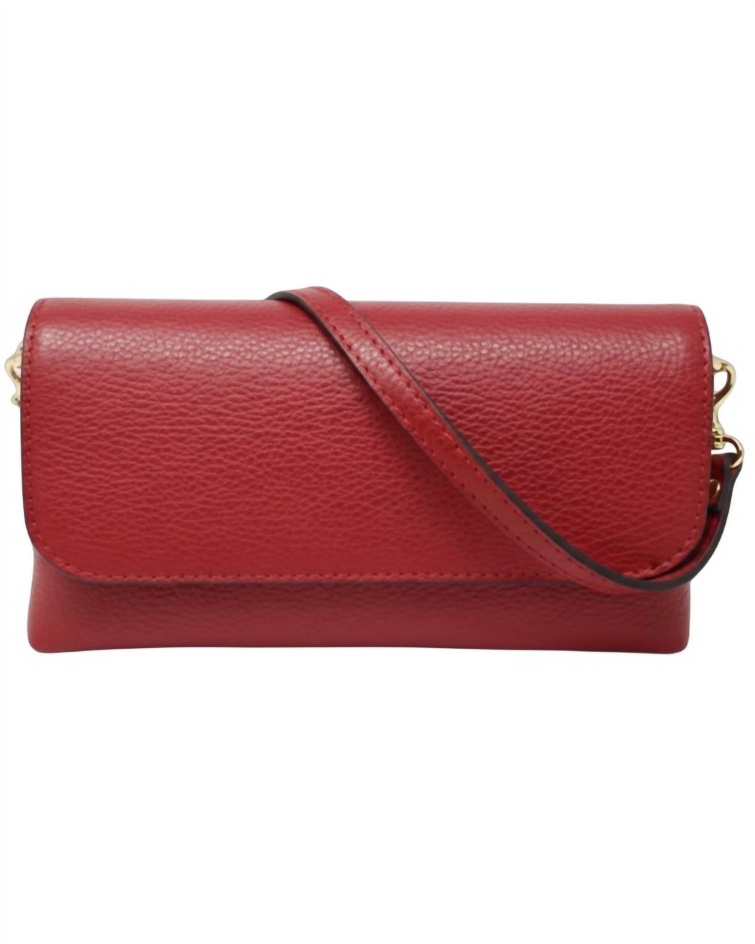 German Fuentes Women's Leather Crossbody Clutch in red - women's bag