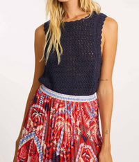 CABALLERO Amelie Crochet Top in peacoat navy - women's tank top