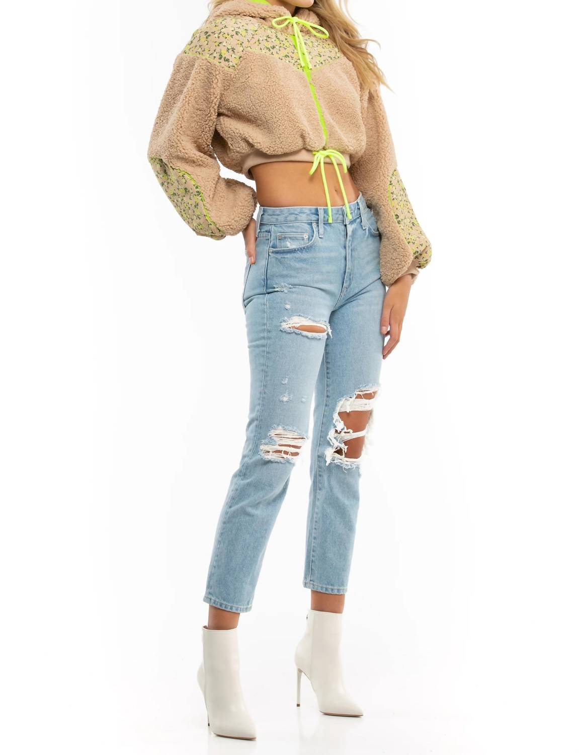 For Love & Lemons - Brooke Shearling Cropped Hoodie