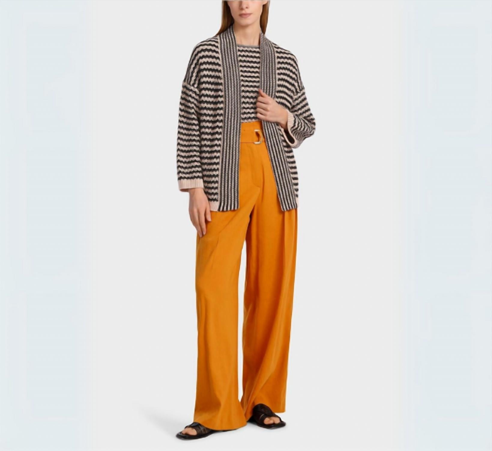 Marc Cain Pattern Mix Rethink Together Cardigan in black tan - women's cardigan