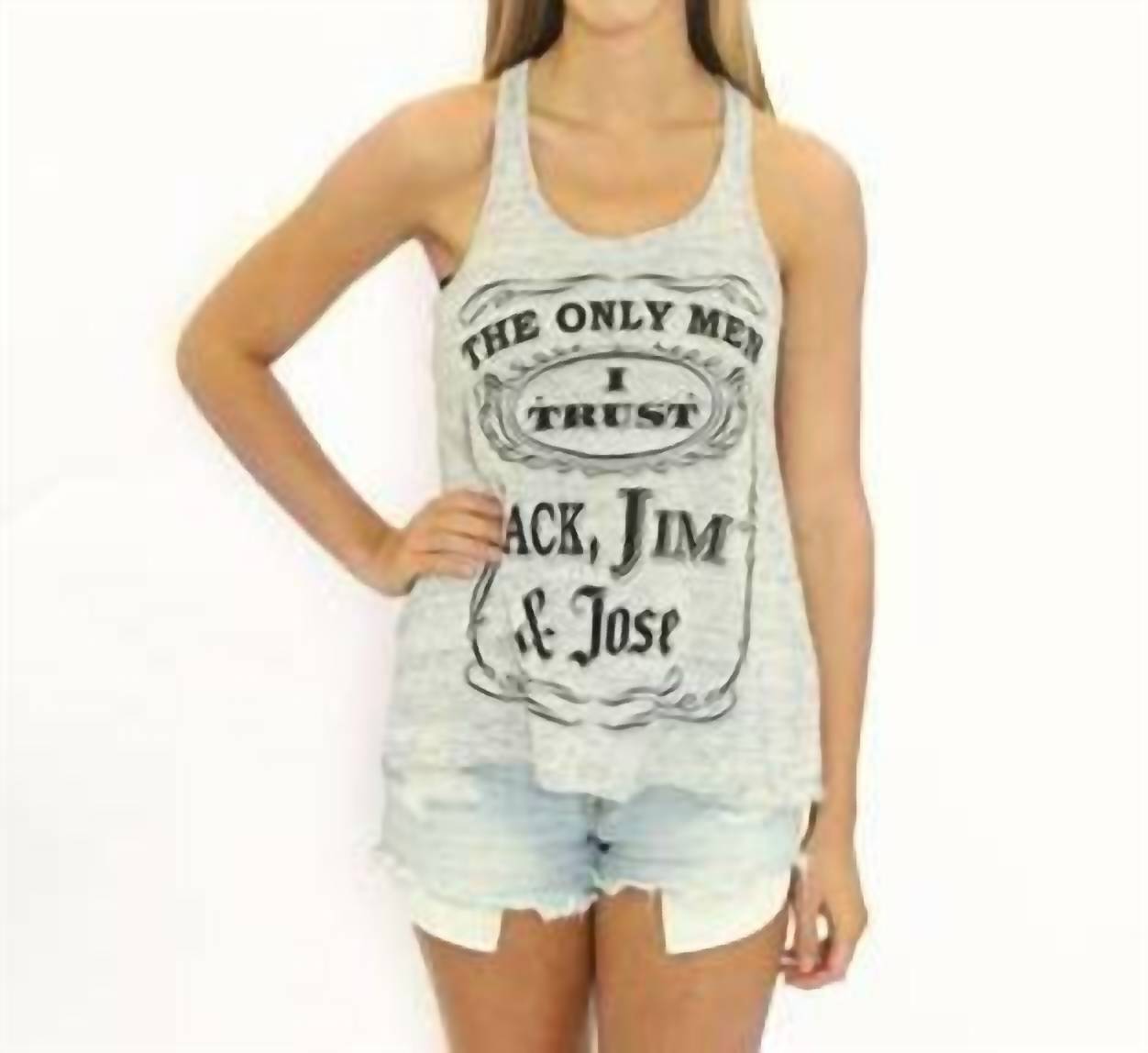 Southern Jewelz Jim Jack & Jose Tank Top in white - women's tank top