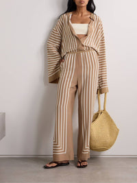 Toteme - Wide-leg Pants And Button-down Top Striped Silk-crepe Set