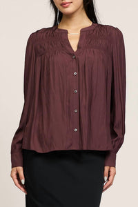 Current Air - Smocked Shoulder Button Down Shirt