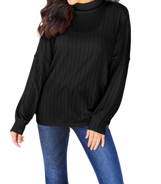 Basic Bae - Sleek Ribbed Mock Neck Knit Top