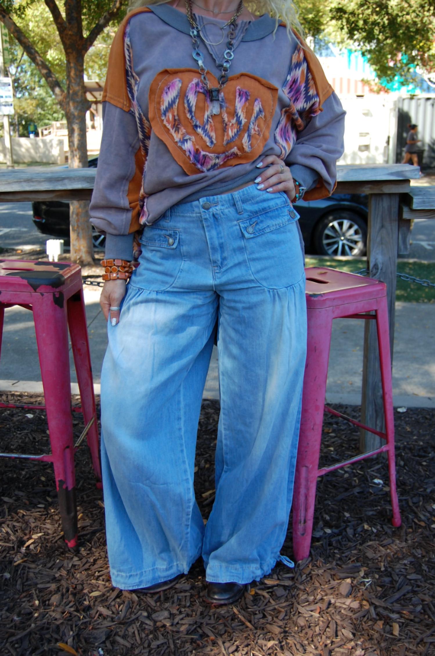 Vervet By Flying Monkey - Tie Bottom Flowy Pants
