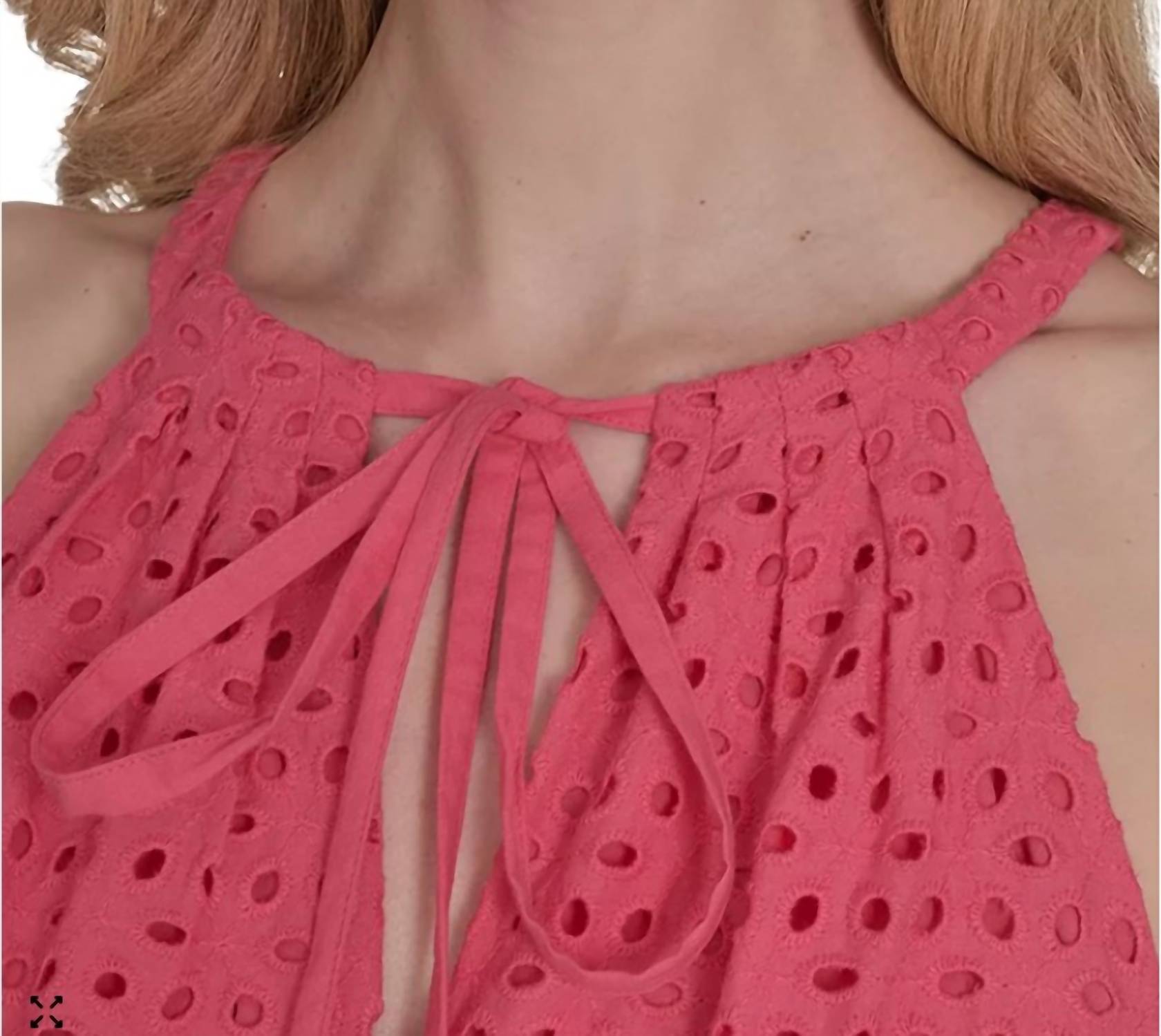 VINCE CAMUTO Tie-neck Sleeveless Tiered Dress in pink - women's dress - view 5