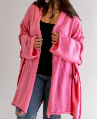 Davi & Dani - Pocket Detailed Longline Cardigan - Plus