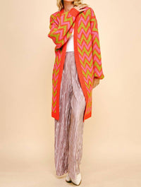 Davi & Dani - Cozy Chevron Open Cardigan