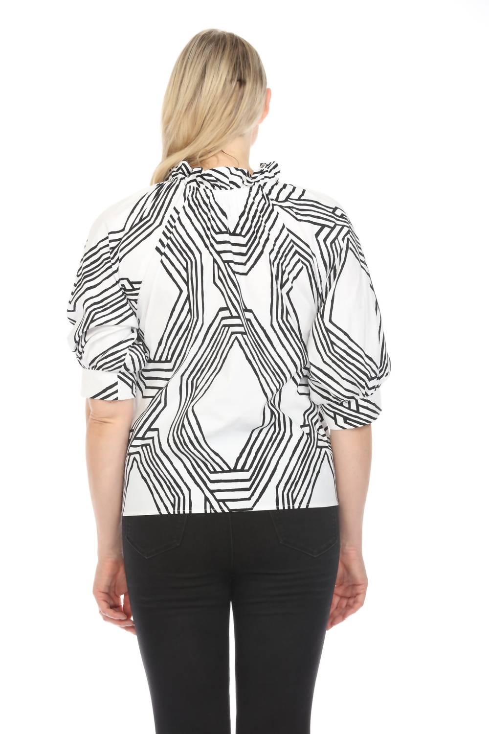 Joseph Ribkoff - Geometric Print Puff Sleeve Top