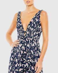 Mac Duggal - Floral Print Sleeveless Ruffled High Low Gown