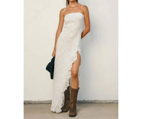 Dress Forum - Seafoam Whisper Strapless Ruffled Maxi Dress