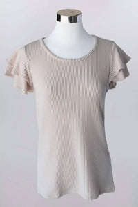 Keren Hart - Women's Ribbed Knit Flutter Sleeve Top