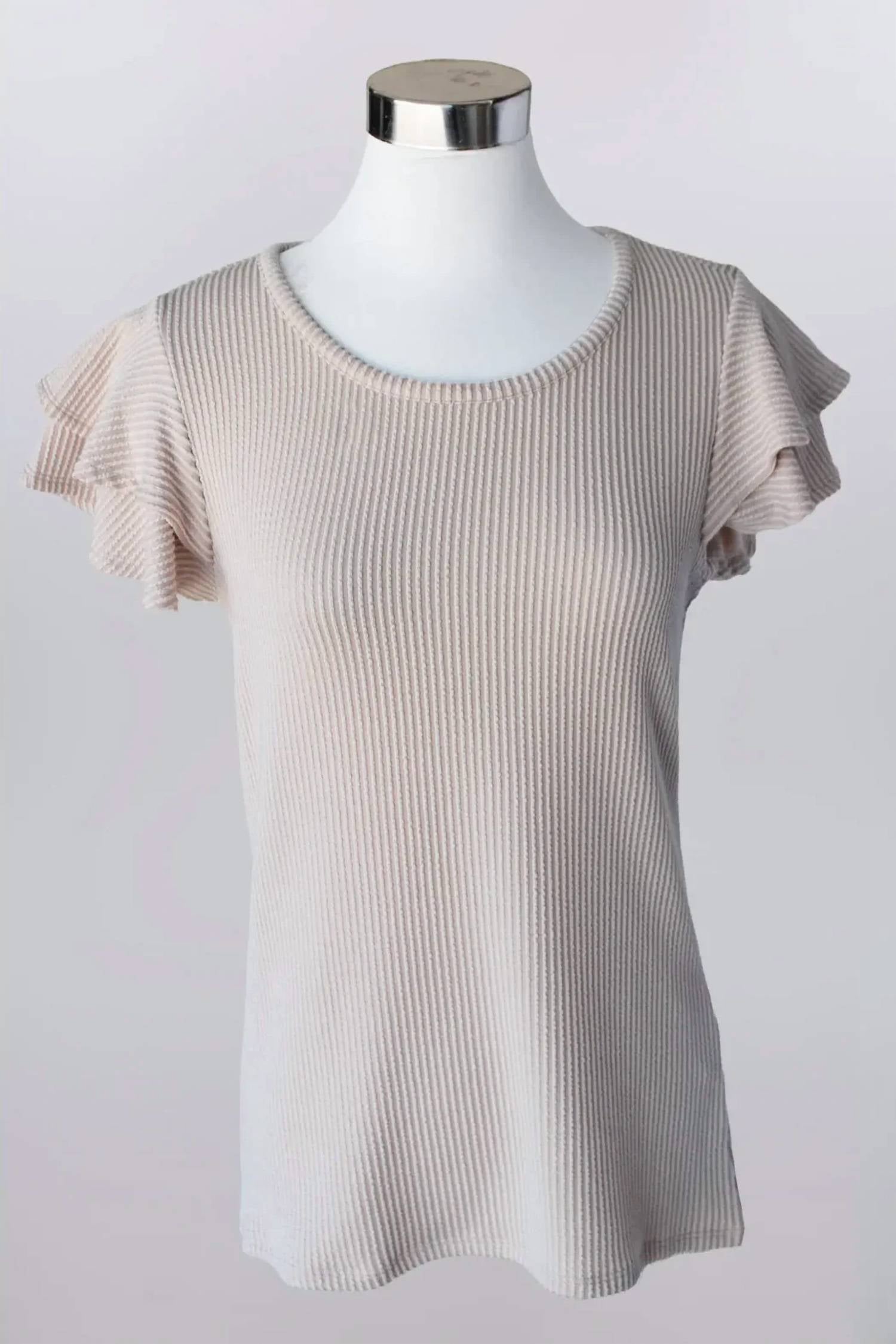 Keren Hart - Women's Ribbed Knit Flutter Sleeve Top