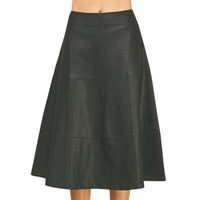 PINCH Tiered Leather A-line Skirt in black - women's skirt