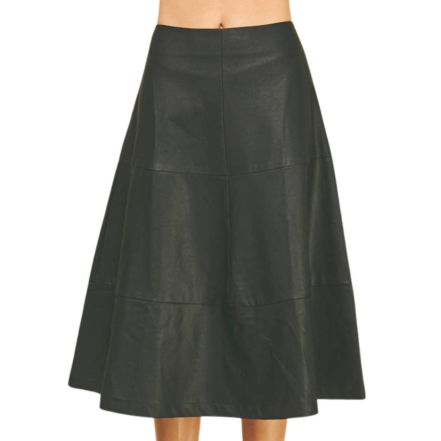 PINCH Tiered Leather A-line Skirt in black - women's skirt