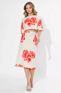 Adelyn Rae - Ashley Scallop Printed Skirt