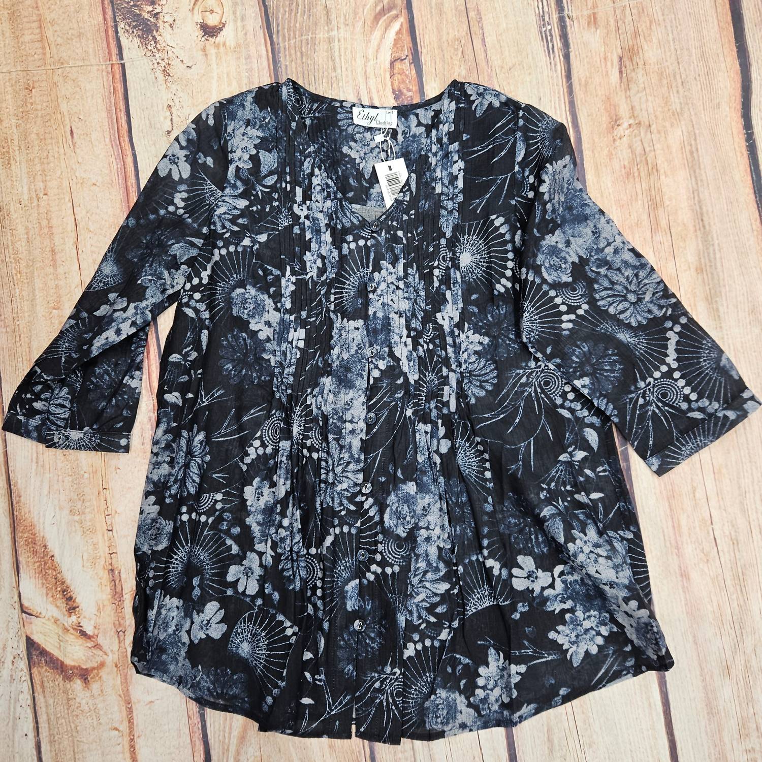 Ethyl Women's Celine Print Blouse in black - women's blouse