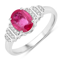 Diana M Jewels Women's Oval Natural Ruby Fashion Ring (1.52 Ct) - Classic in 14k white gold - women's jewelry