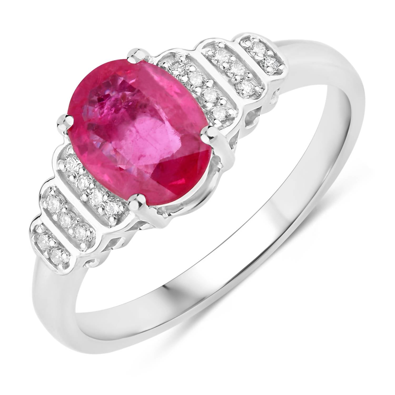 Diana M Jewels Women's Oval Natural Ruby Fashion Ring (1.52 Ct) - Classic in 14k white gold - women's jewelry