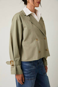 Sunday Edition Mary Cropped Trench Jacket in sage - women's jacket - view 9