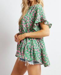 Davi & Dani - Printed Smocked Top