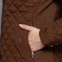 Active Basic Suede Piping Quilted Jacket in hazelnut brown - women's jacket - view 5