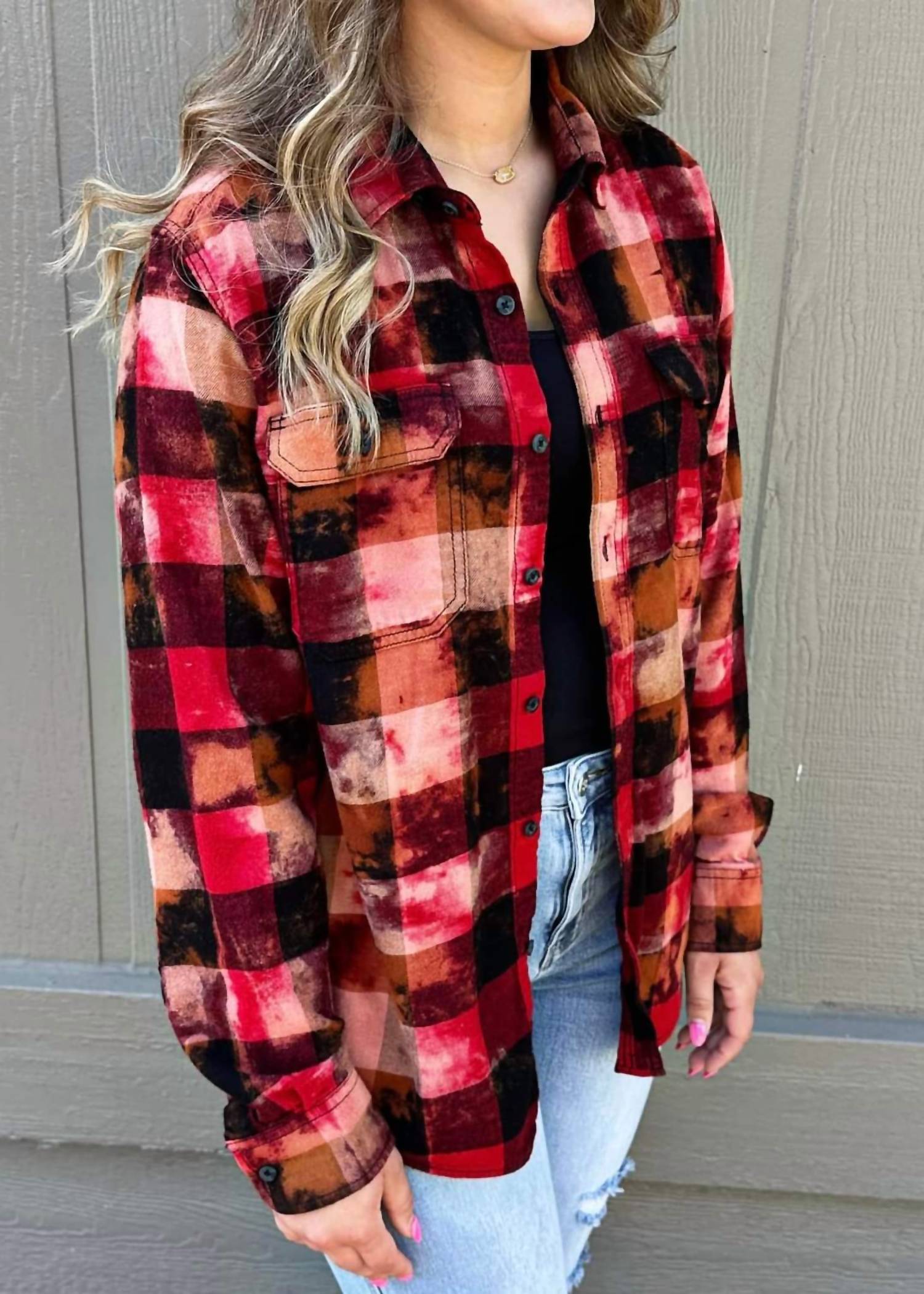 Wrangler Button Down Custom Shacket in multi - women's jacket