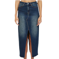 Mica Denim - Rafferty With Front Slit Midi Skirt - Plus