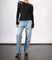 A.W.A.K.E. Mode - Off Shoulder Sweater With Spoon Brooch