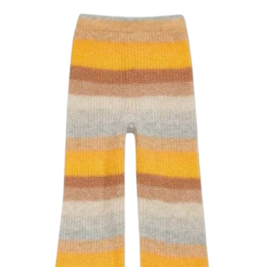 Something Navy - Women's Wide Leg Striped Knitted Pants